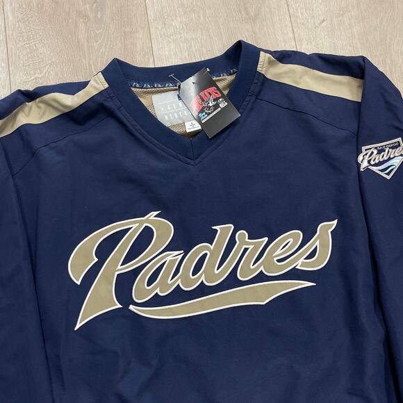 San Diego Padres Warm Up Jacket Navy Brown Size Large L B3 - Picture 2 of 7